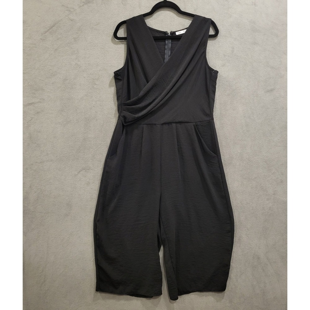 Dex Black Faux‎ Wrap Front Jumpsuit Size X Sophisticated Classic Flattering